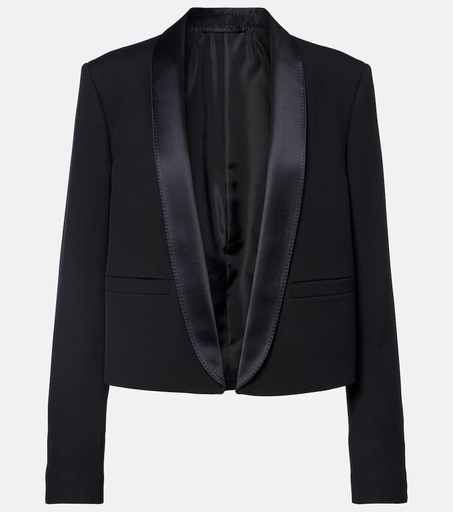 Silk-trimmed wool blazer