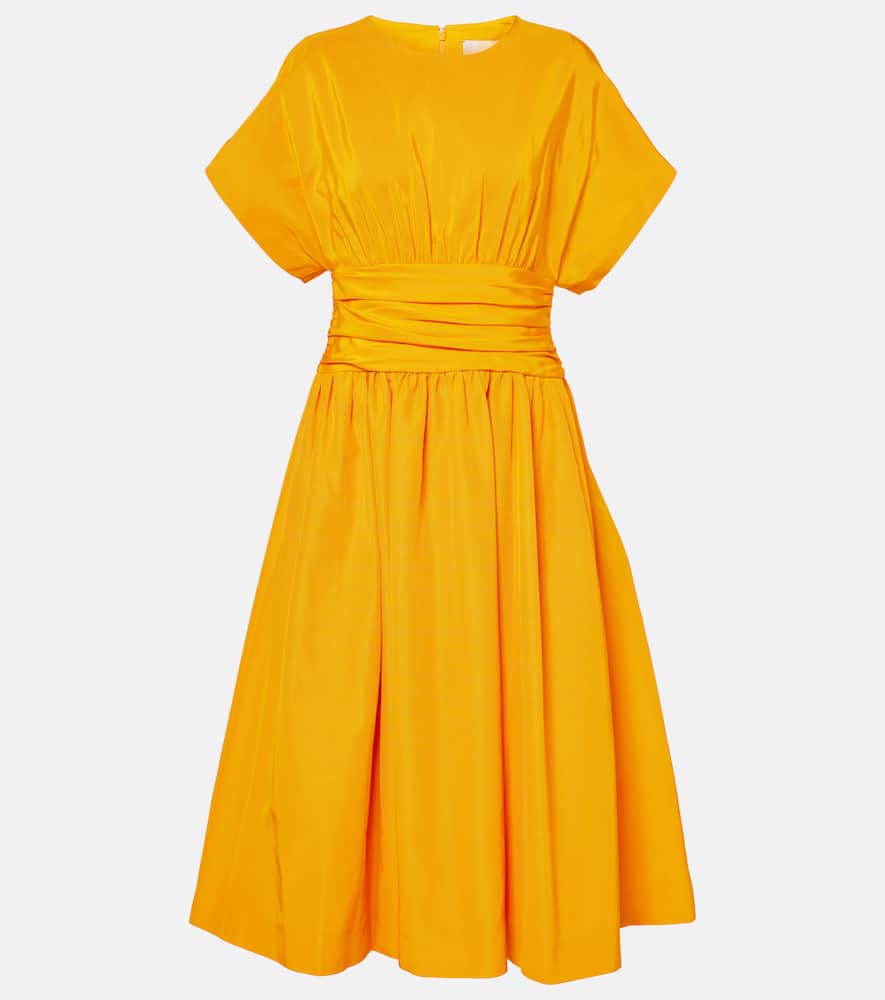 Gathered cotton-blend cocktail dress