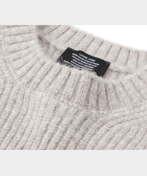 Heavy Rush Wool Round Knit beige