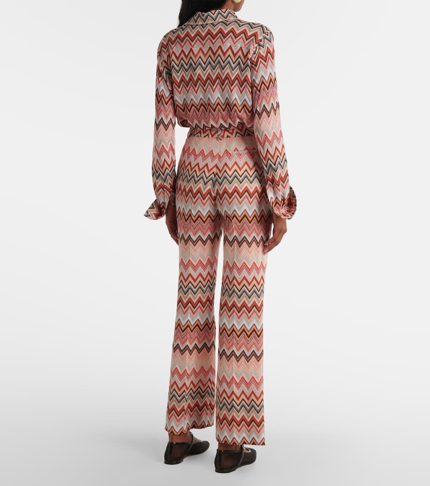 Zigzag cotton-blend straight pants
