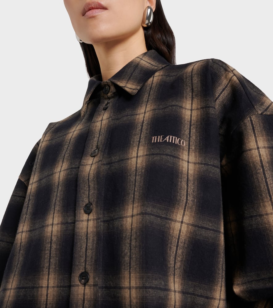 Checked oversized cotton flannel shirt