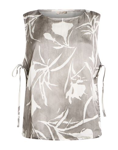 Woman Top Light grey Size 12 Viscose, Linen