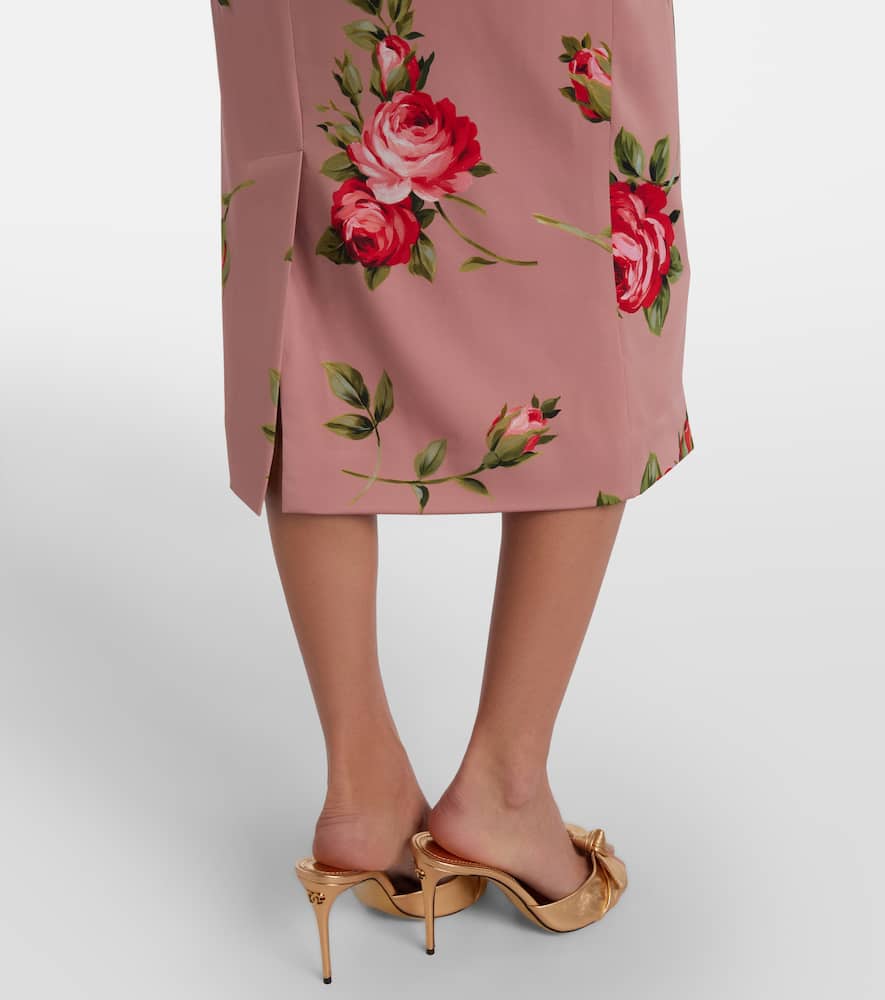 Floral silk-blend midi skirt