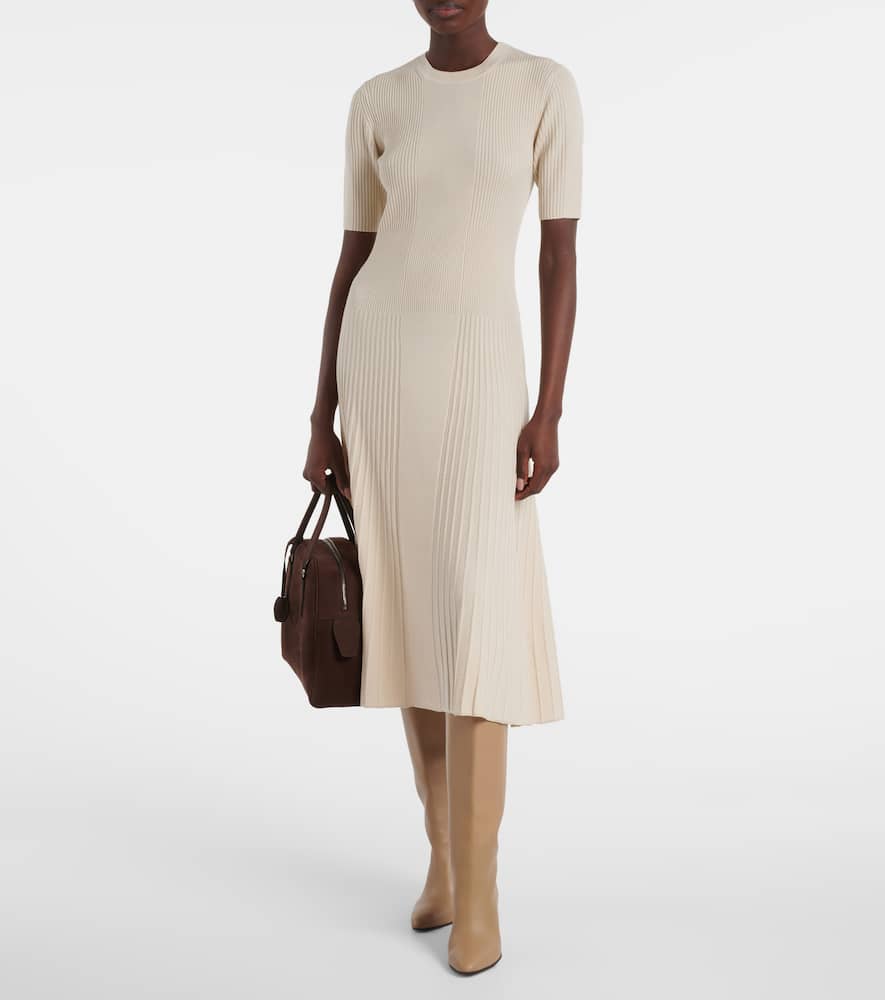Ribbed-knit wool midi dress