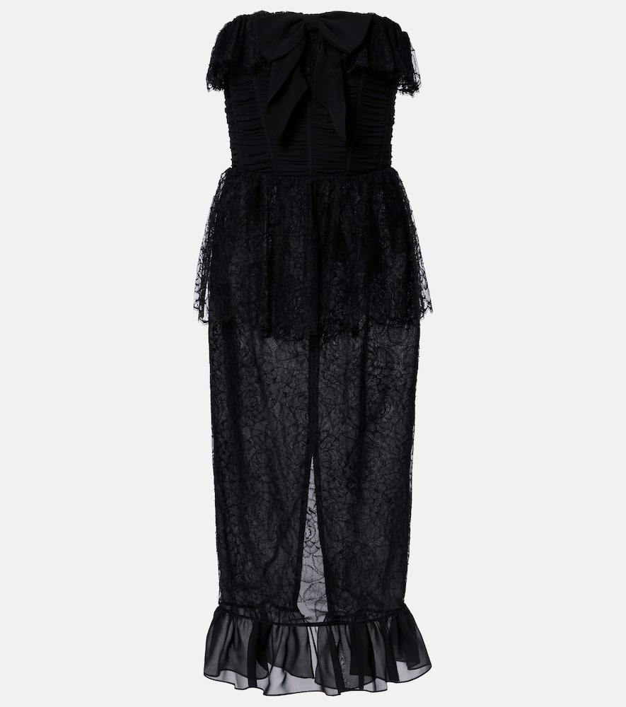 Lace and silk georgette bustier dress