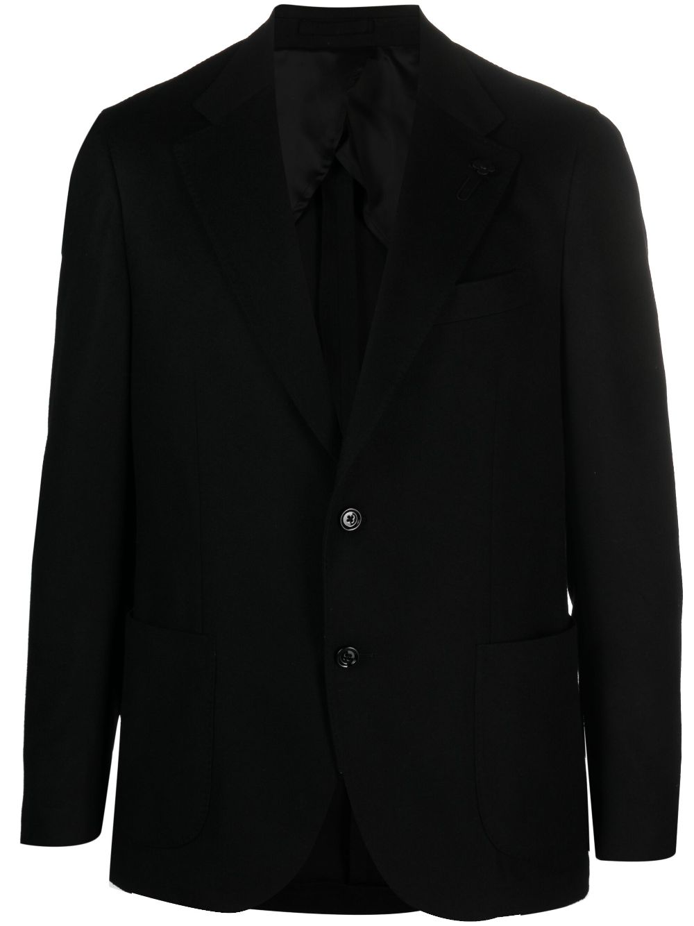 Single-breasted wool-cashmere blazer - Black