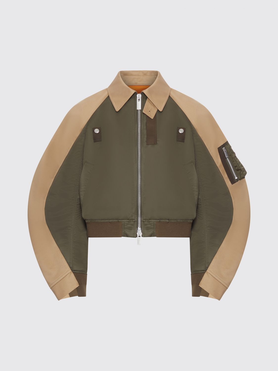 Cotton Chino X Nylon Twill Blouson Brown And Grey