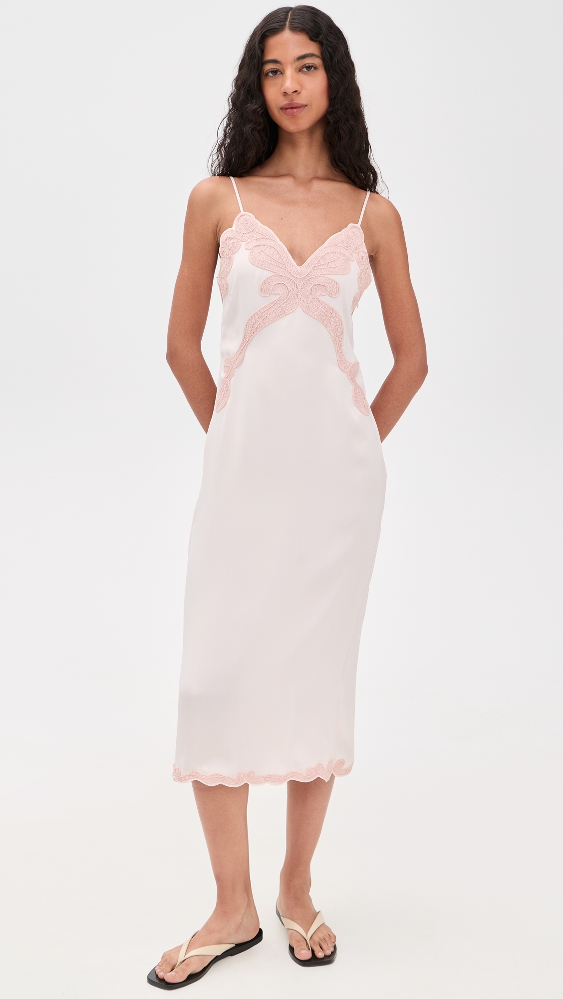Ann Embroidered Slip Dress Blush