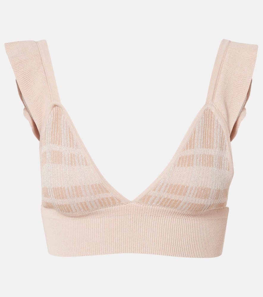 Petra checked ribbed-knit bra top