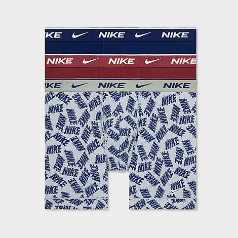 Men's Stretch Cotton Boxer Briefs (3-Pack) in Wolf Grey Allover Print/Dark Team Red/Blue