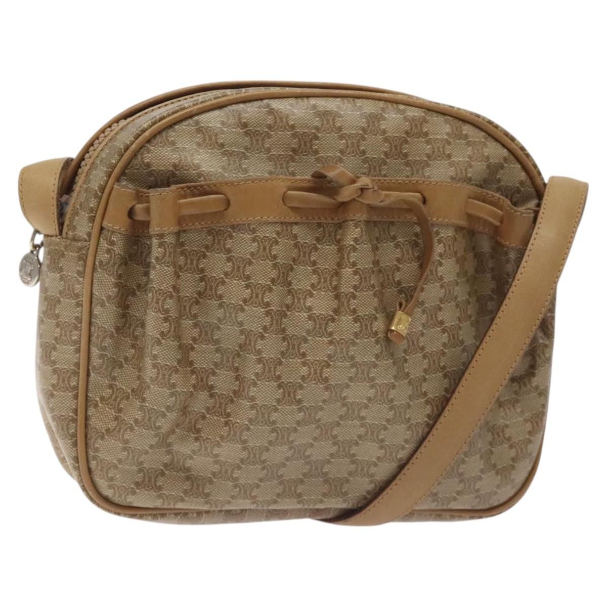 Celine Vintage Macadam Shoulder Bag Macadam Canva Vinyl Beige Pvc Bag Pre-Owned