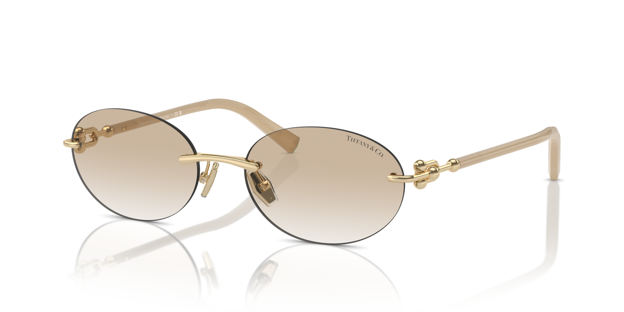 Tiffany Woman Tiffany TF3104D 617811 Sunglasses Metal Gold Grey Round Normal Shaded