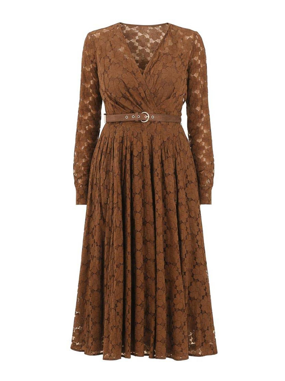 Chocolate Floral Lace Midi Dress