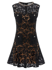 Black Lace Crystal Dress
