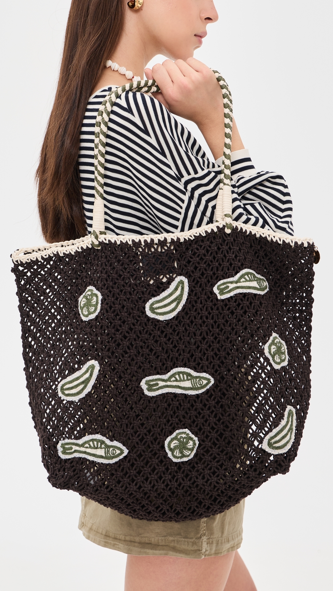 Lete Macrame Tote Bag Chocolate One Size