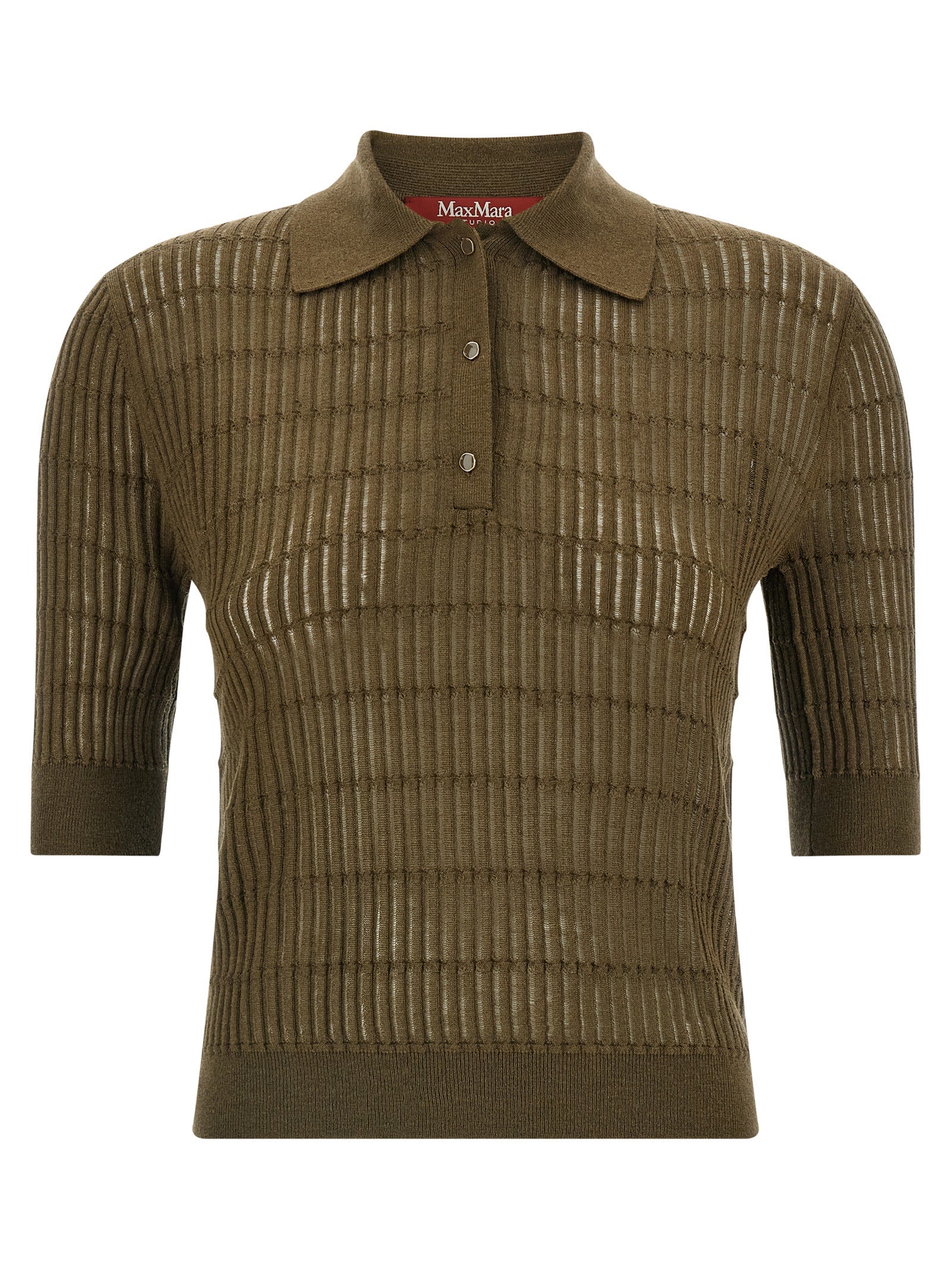 Silk and Wool Ribbed Polo Shirt — Green