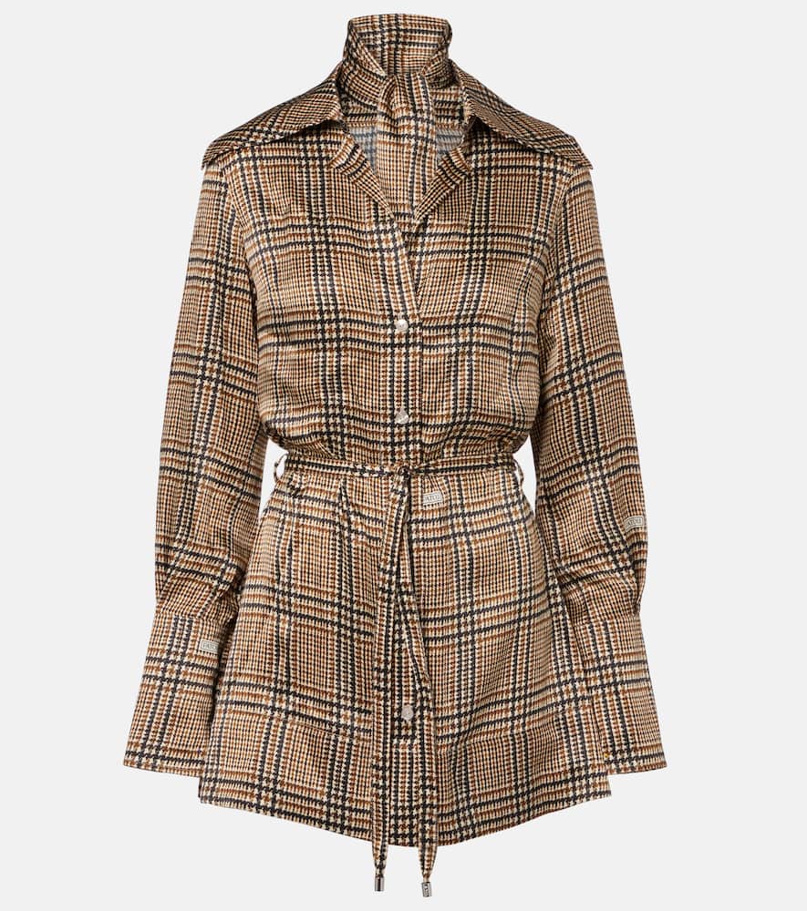 Prince of Wales check silk shirt dress