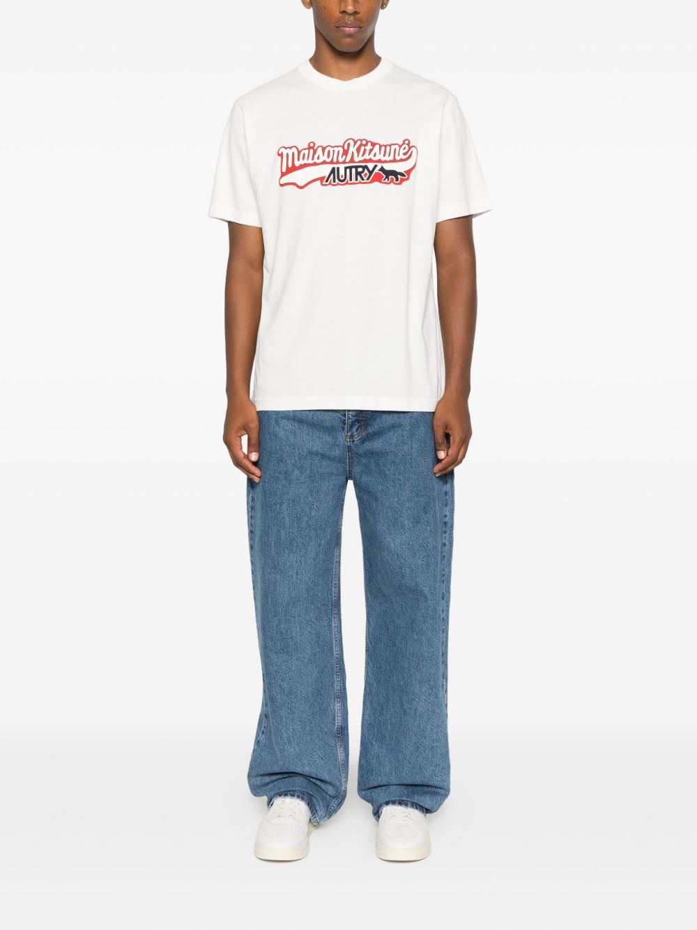 Autry X Maison Kitsune Logo katoenen t -shirt