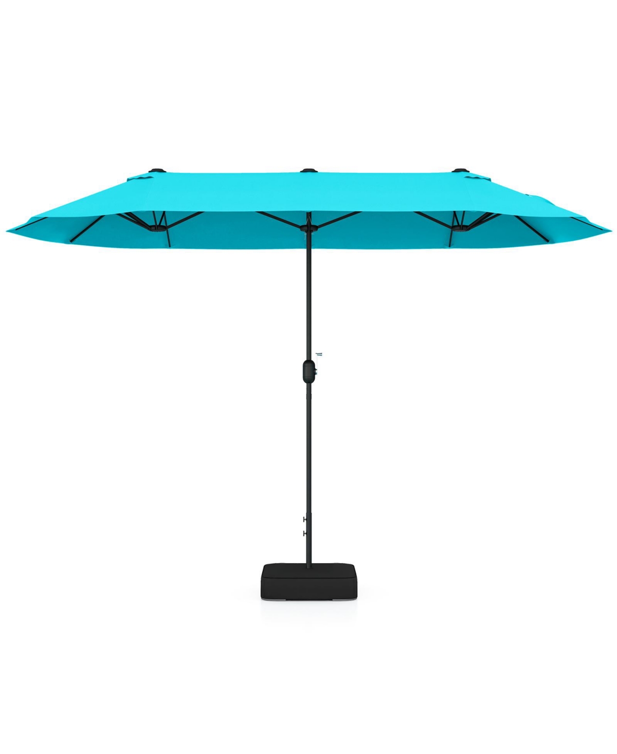 Double Sided Patio Table Umbrella with Crank Handle for Outdoor Shade - Turquoise