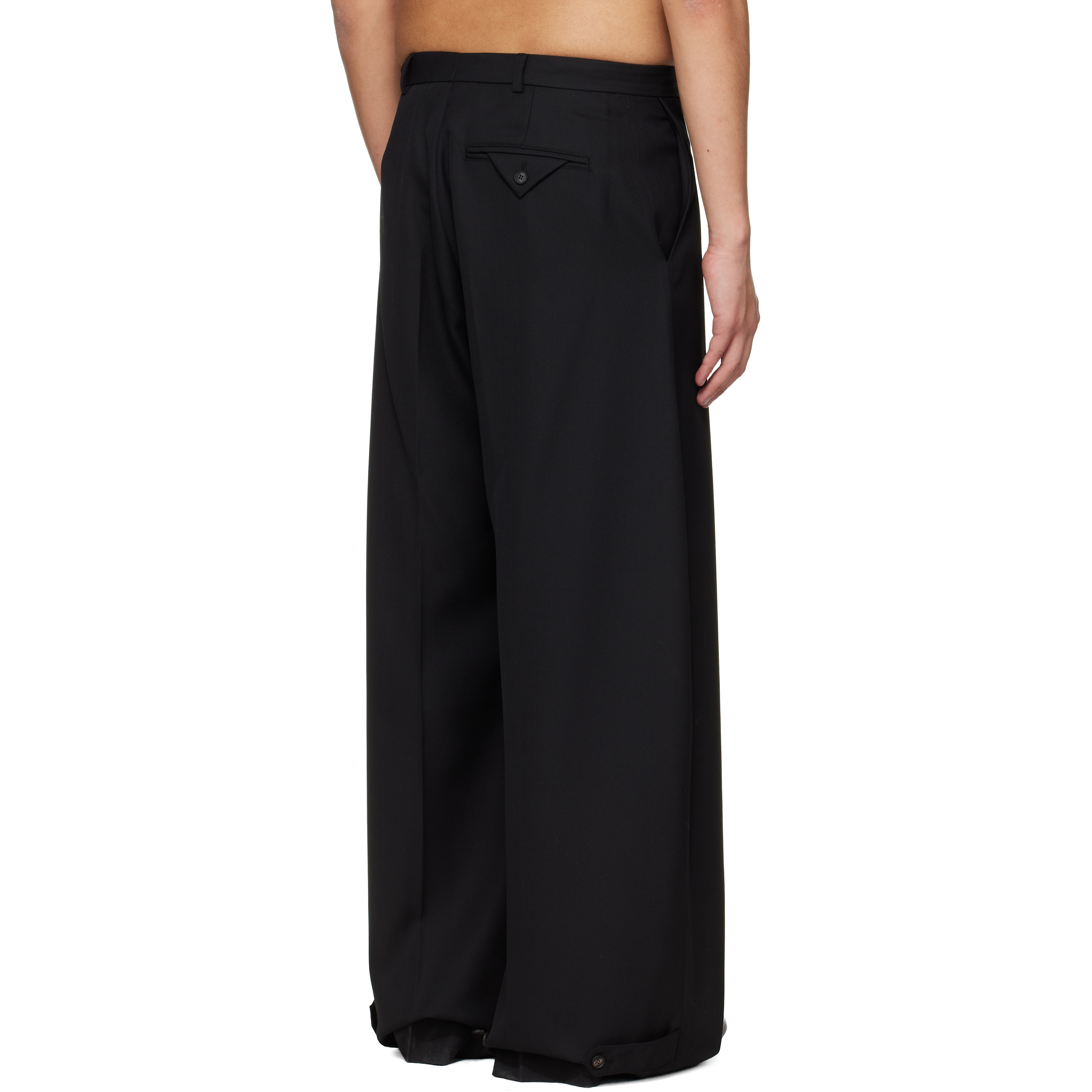 Black Fluid Tailored Wide Leg Trousers