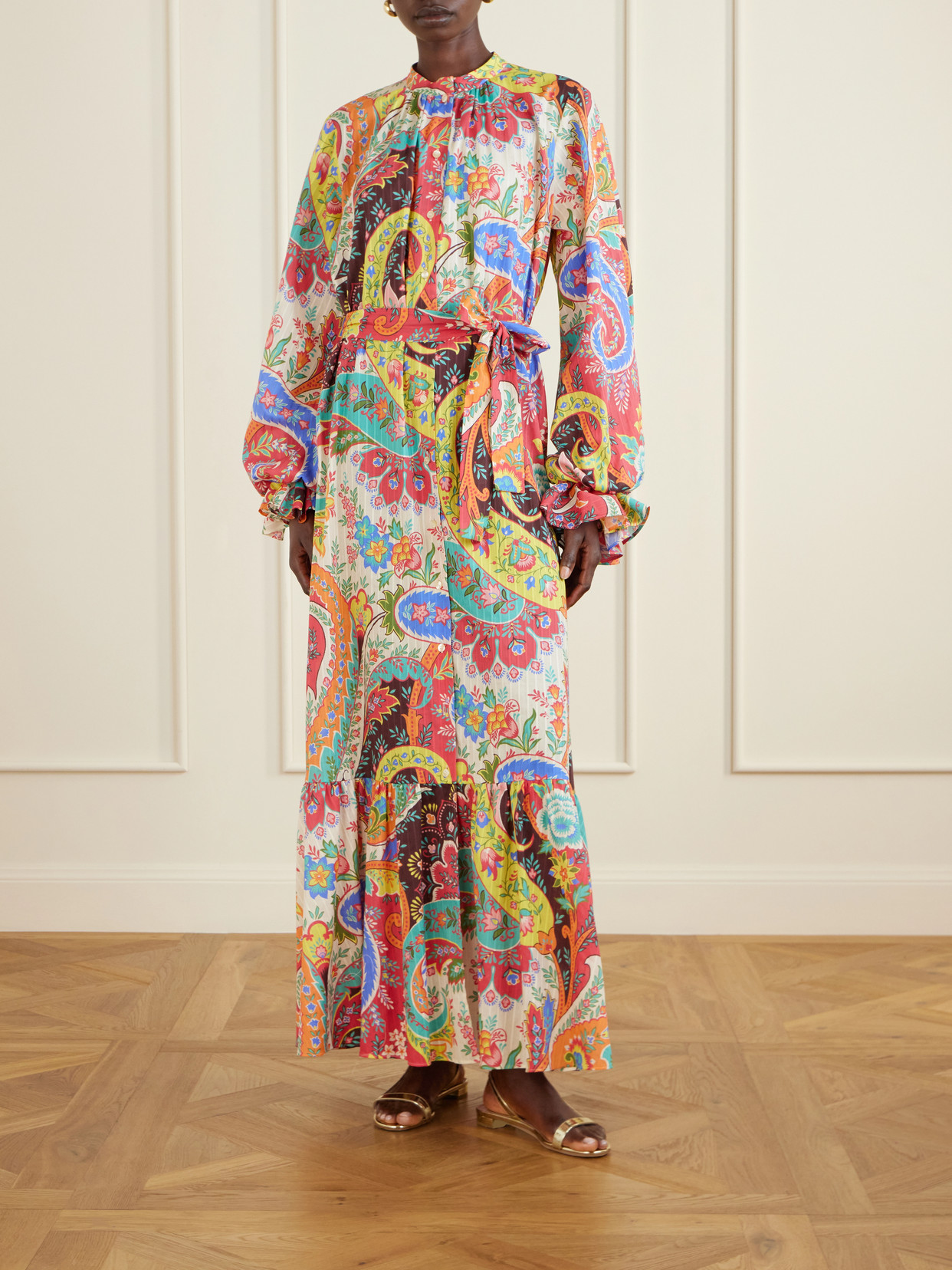 Belted Opaisley-print Cotton-voile Maxi Shirt Dress - Multi