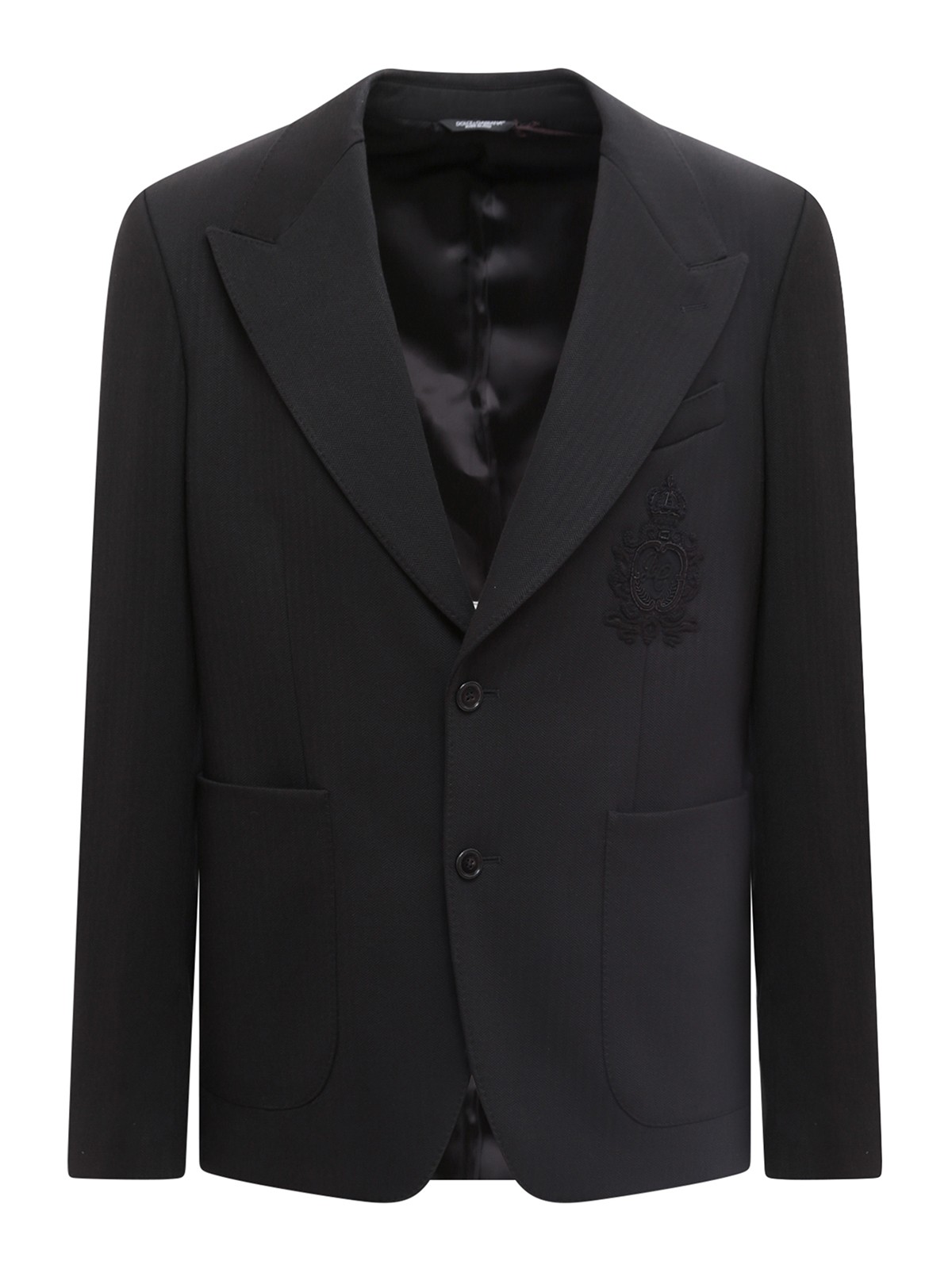 Viscose blazer with embroidered logo patch