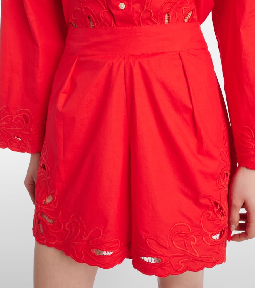 Embroidered cotton shorts