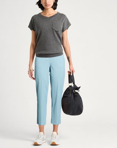 Woman Pants Pastel blue Size 4 Cotton, Elastane