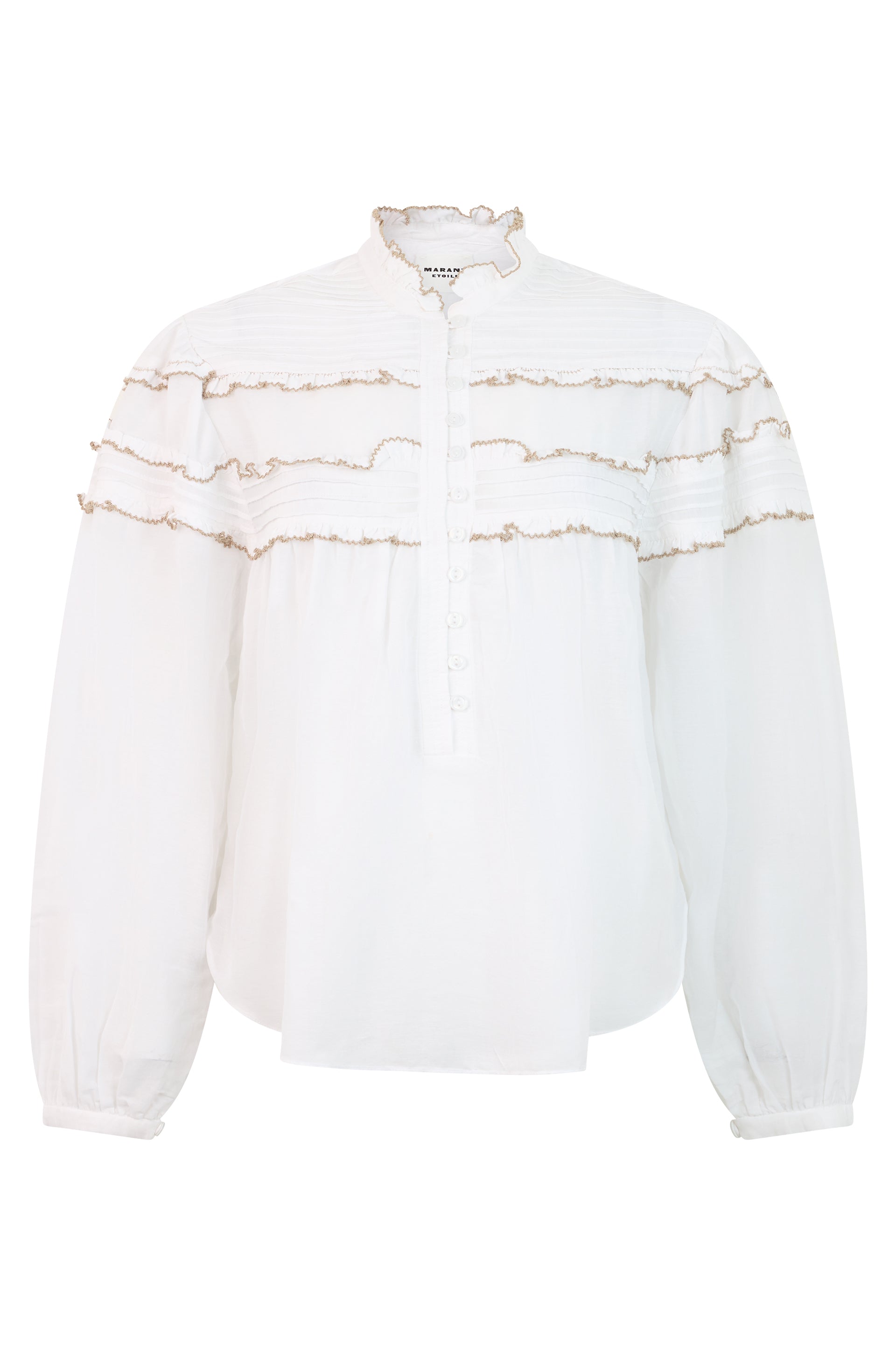 Lightweight Cotton-Viscose Blouse with Flounce Frills