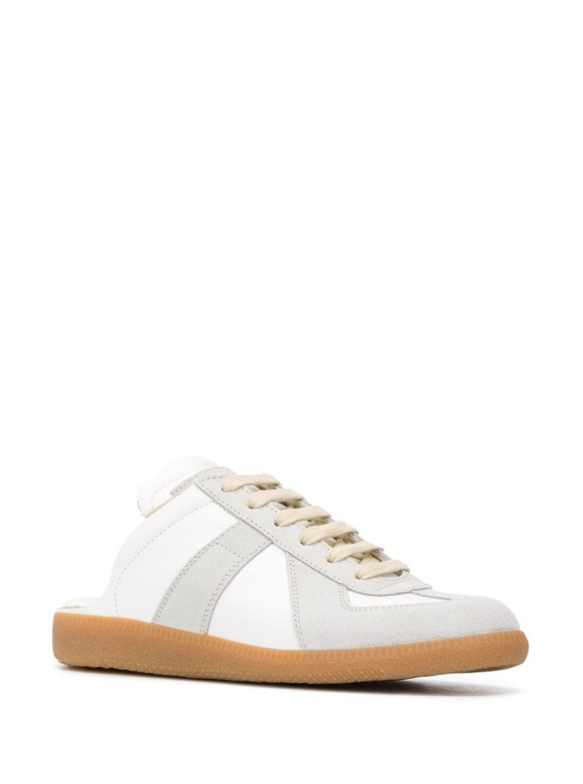 White Replica Leather Sneakers