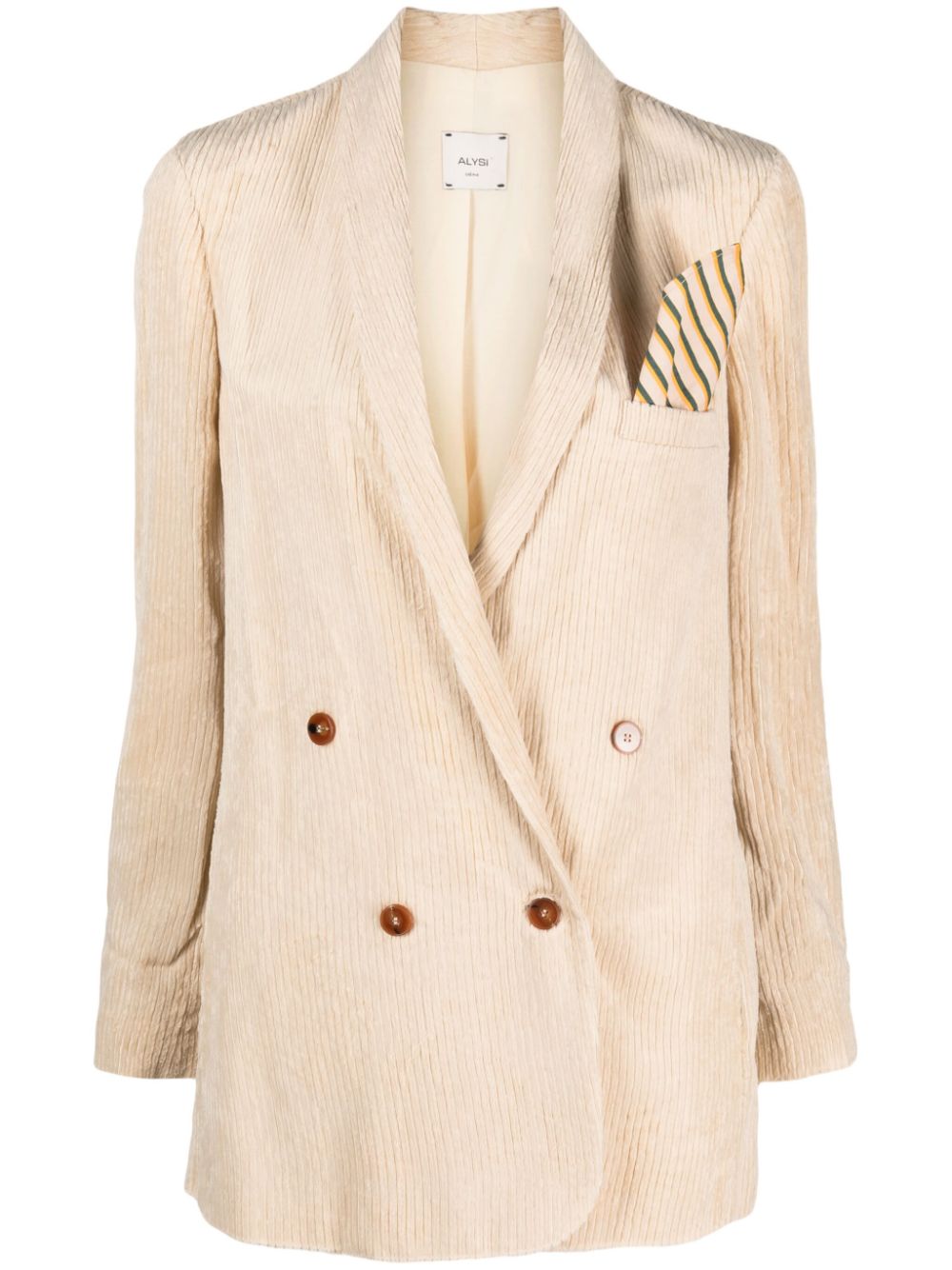 Double-breasted corduroy blazer - Neutrals