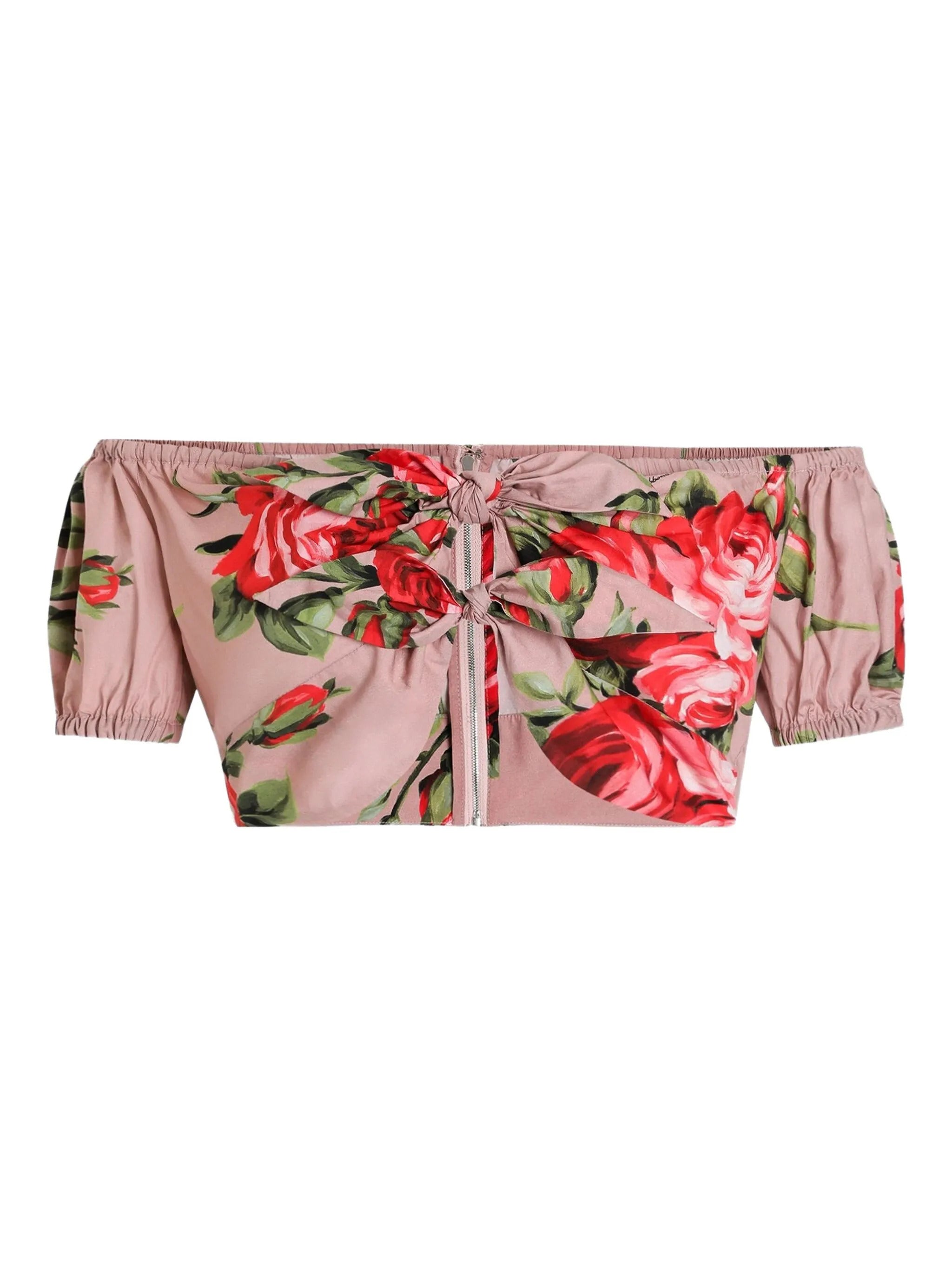 Ruffled Cotton Raglan Shirt with Center-Back Zip
