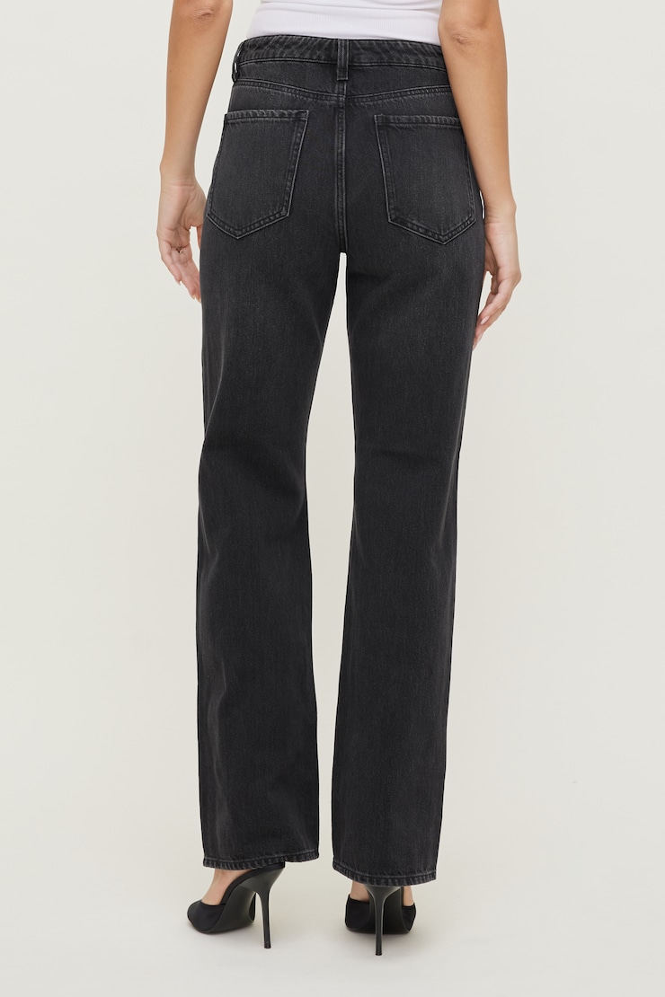 Cara Rigid High Rise Straight Leg Jeans - Black - Women Clothing