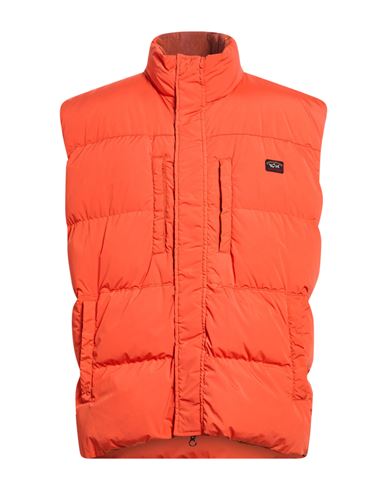 Man Vest Orange Size L Nylon, Elastane