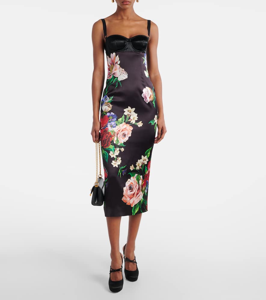 Floral satin midi dress