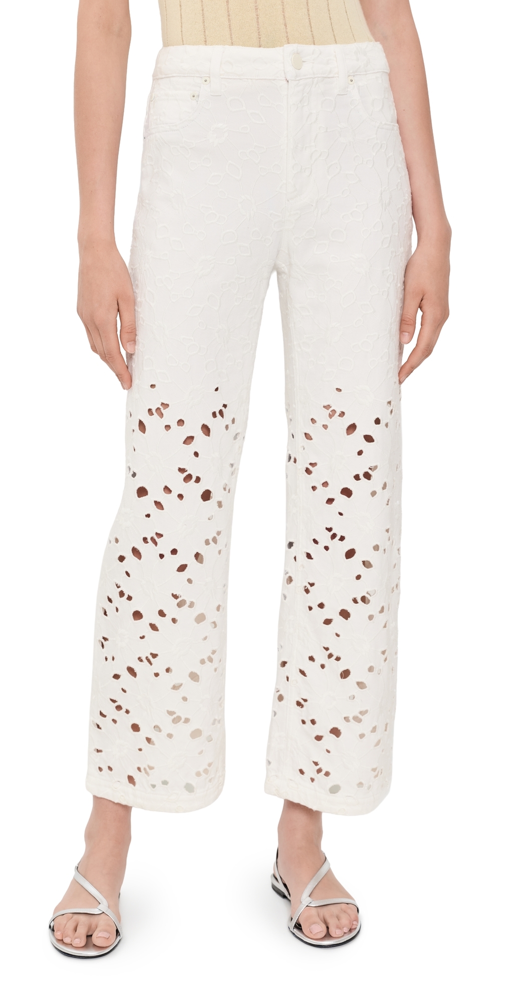 Chic Ankle Length Jeans Off White