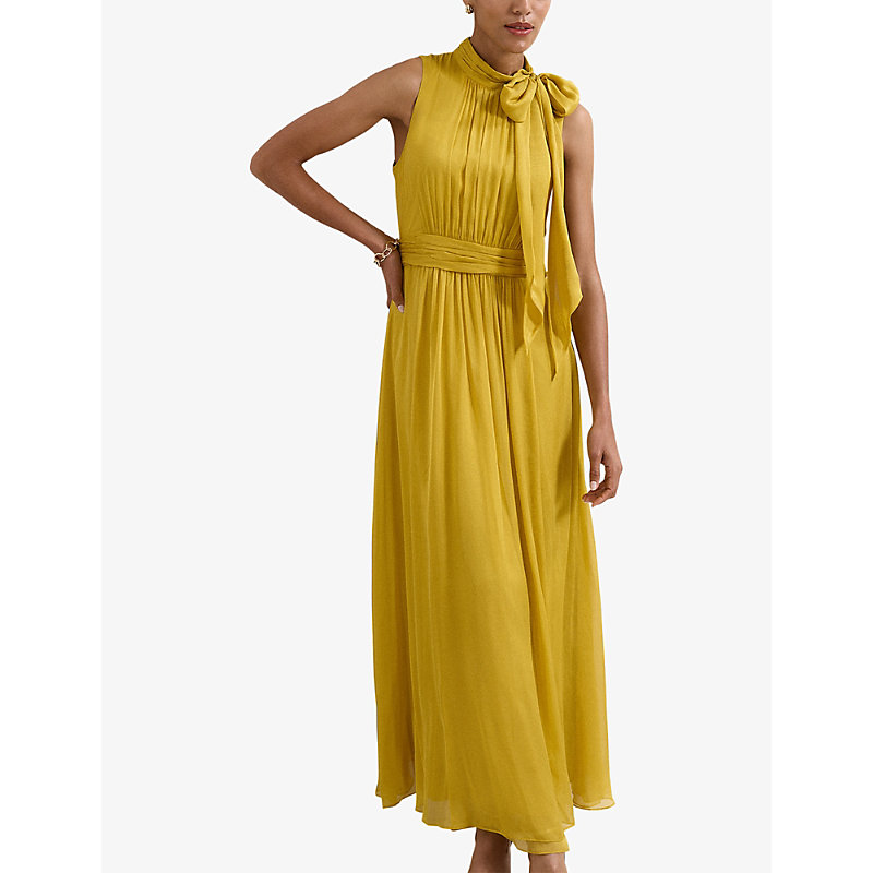 Womens Blaise Tie-Neck Silk Maxi Dress