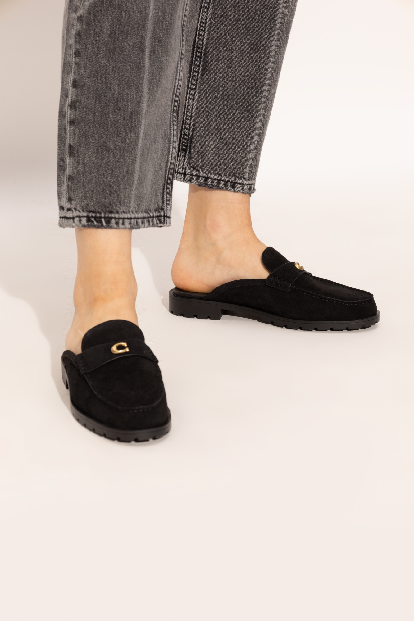 Coach Slides With Logo, Women's, Black