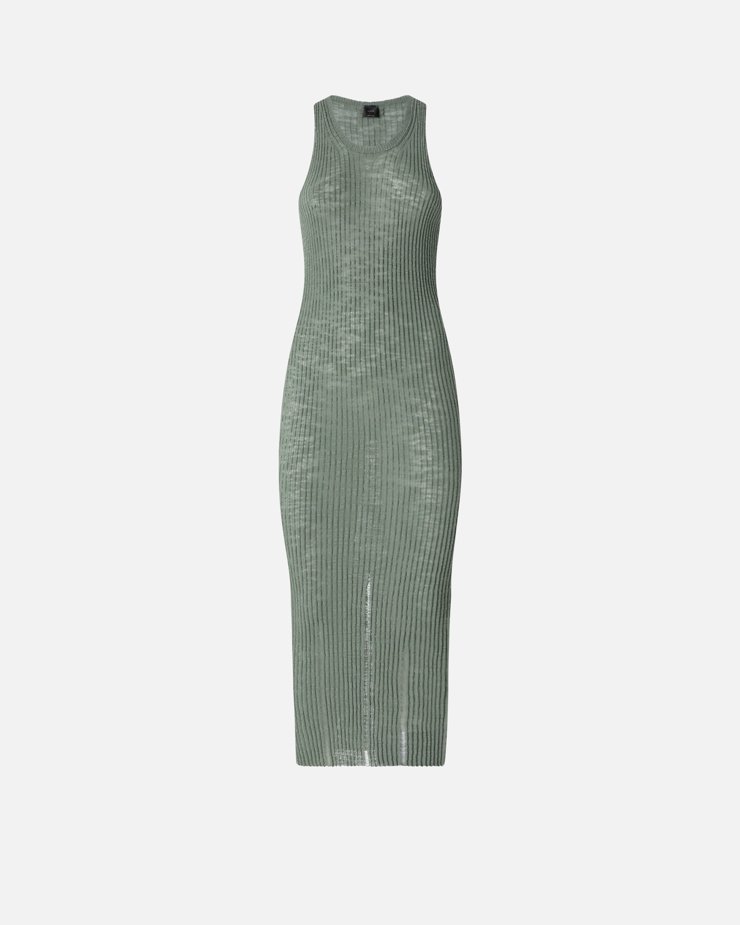 Ribbed slim-fit midi dress with rips - L