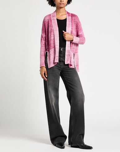 Woman Cardigan Mauve Size S Linen
