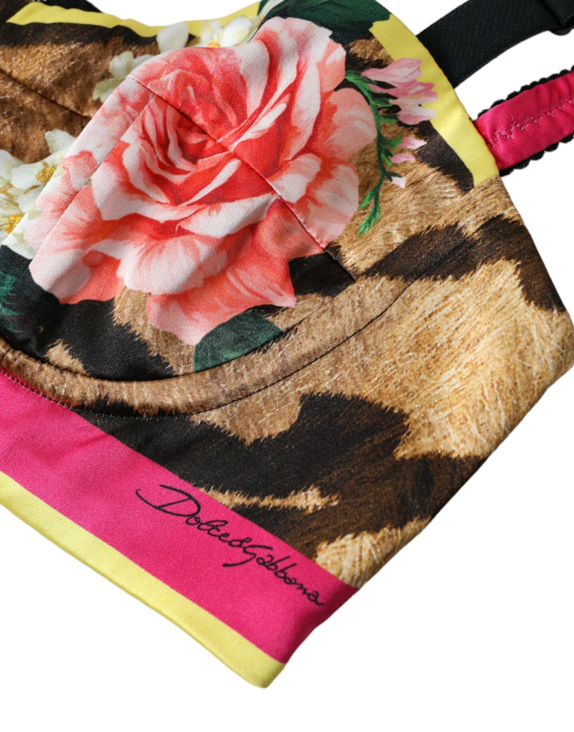 Floral Silk-Blend Bustier Crop Top — Multicolor