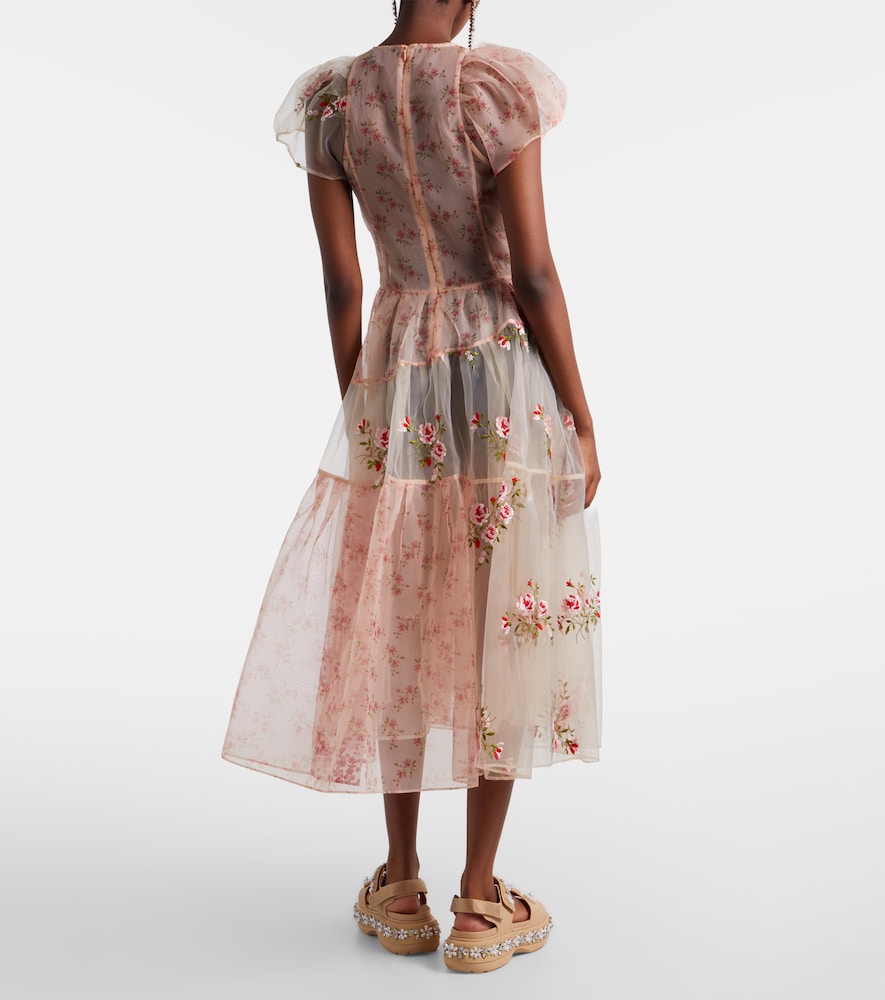 Patchwork sheer organza midi dress