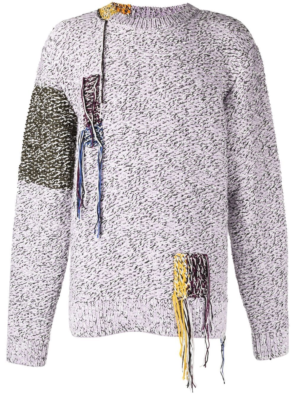 Fringed marl-knit jumper - Purple