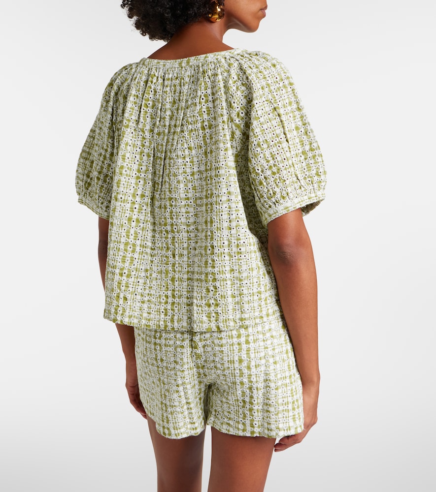 Angie broderie anglaise cotton-blend top