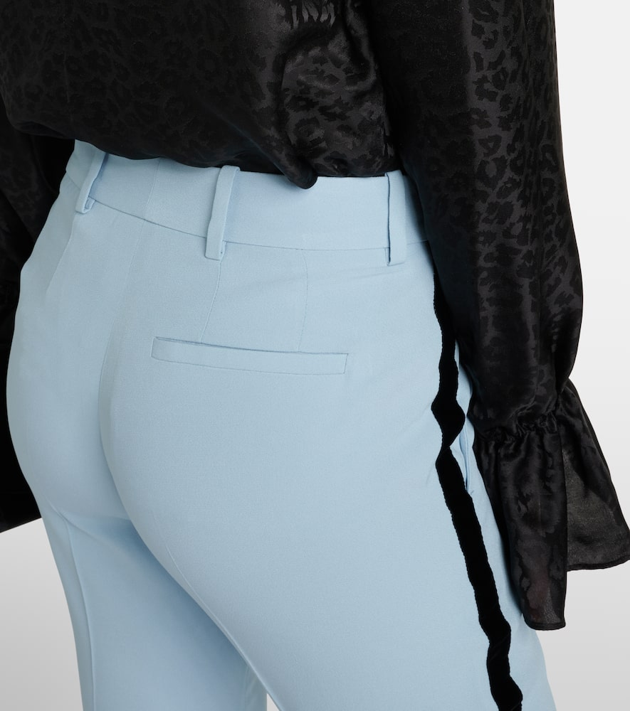 Velvet-trimmed cady flared pants