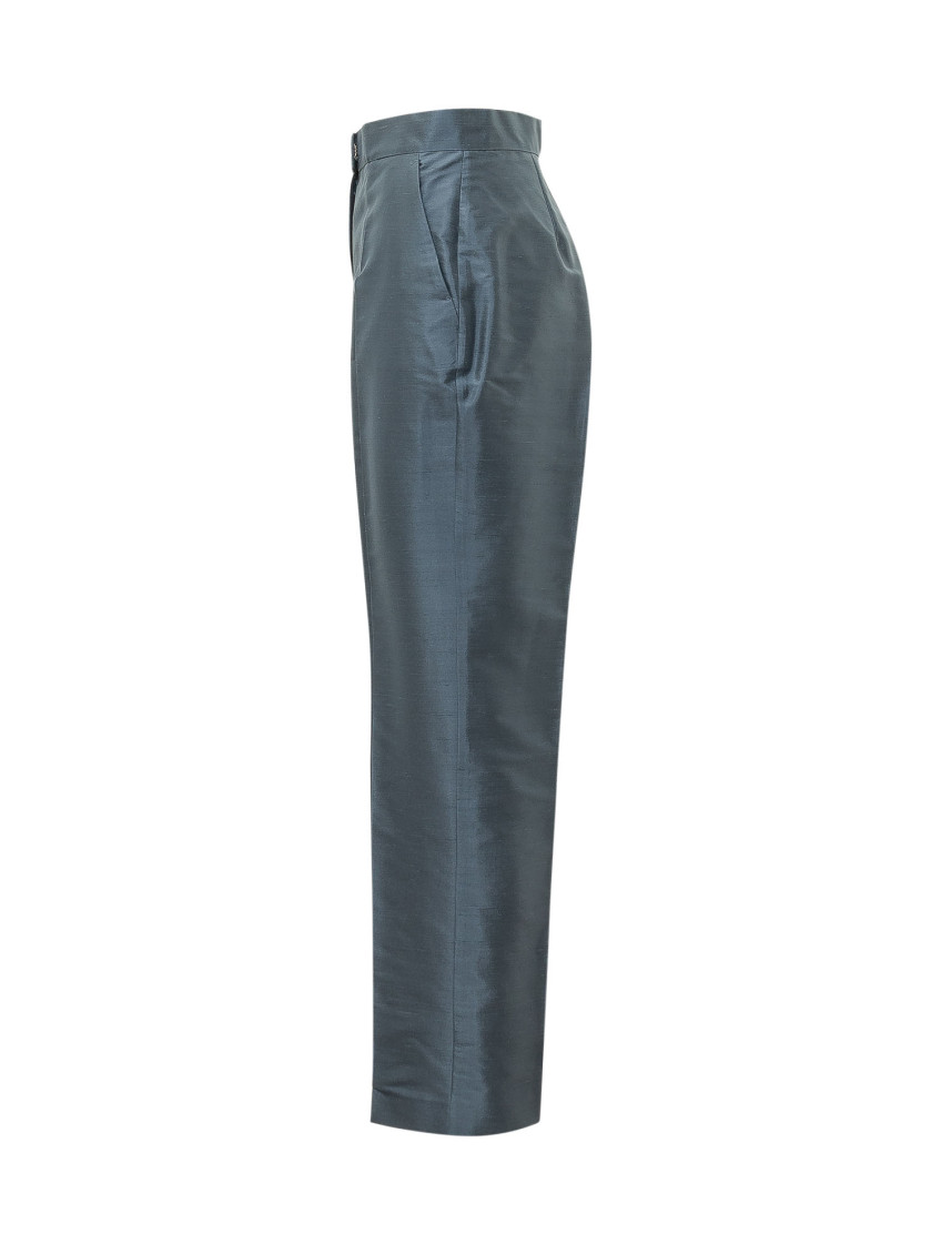 Blue Straight Flat Front Pants