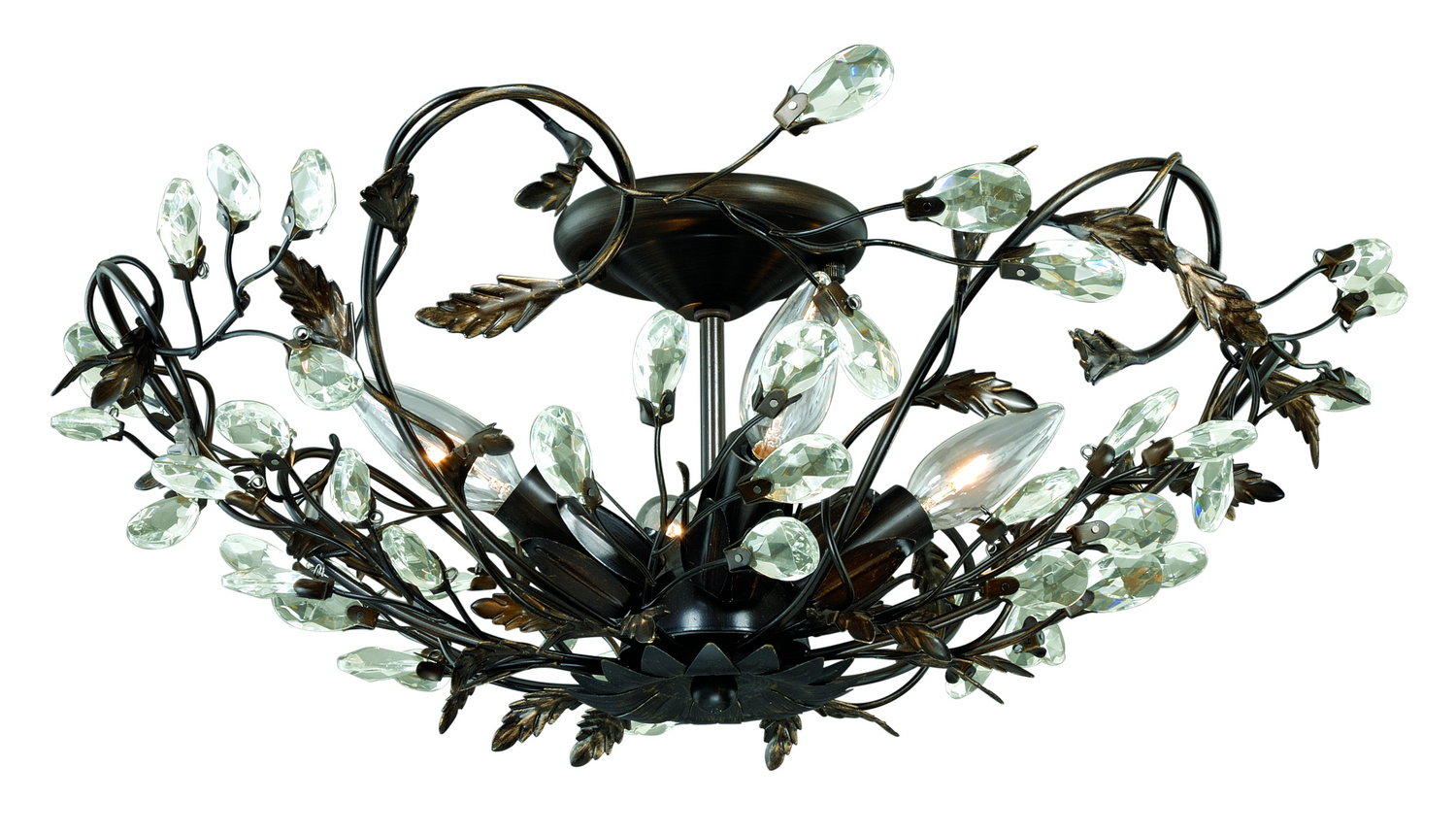 Architectural Bronze and Gold Four Light Semi Flush Mount from the Jardin Collection