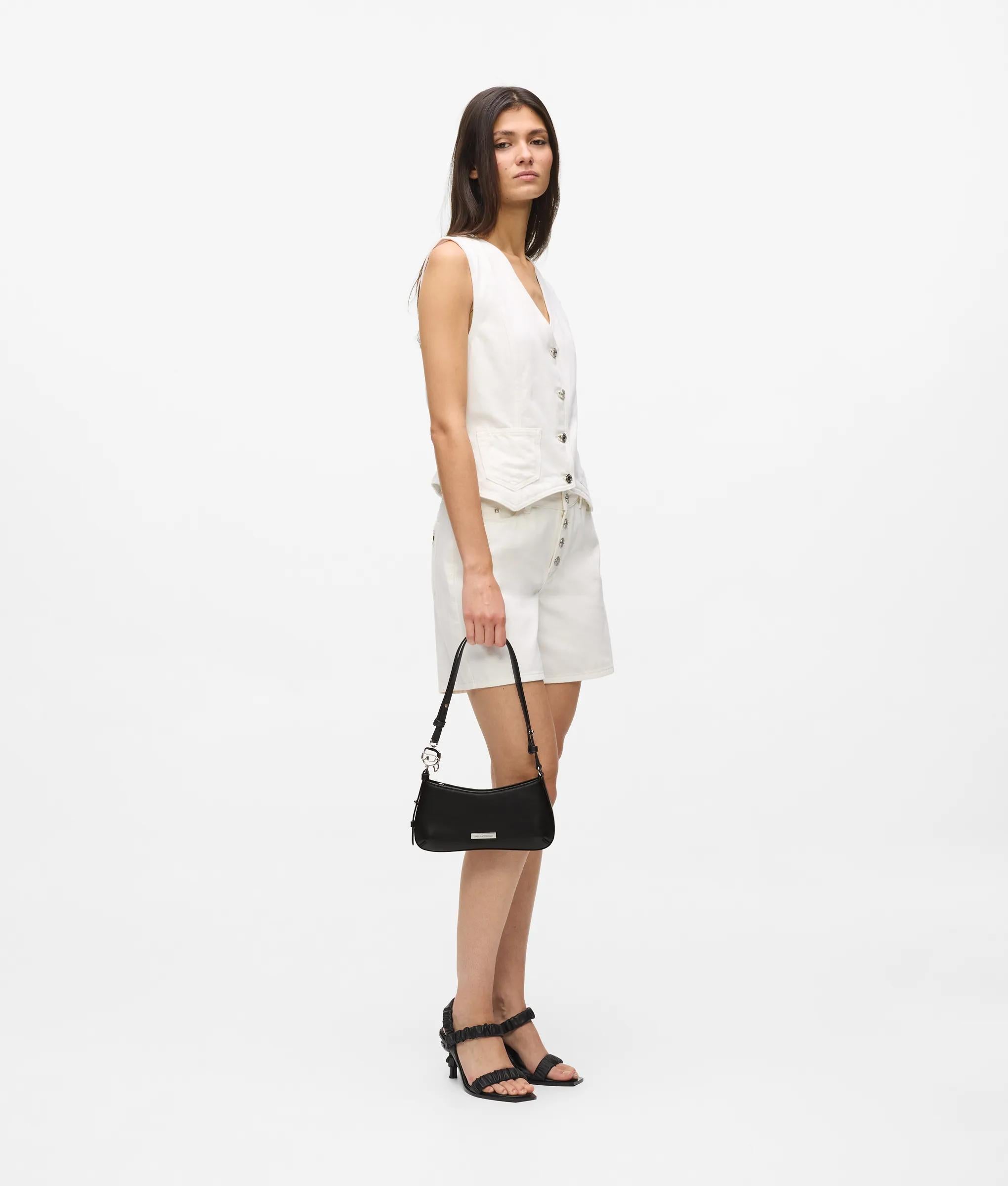 Karl Lagerfeld - Ikon Glatte Mini-schultertasche, Damen, Schwarz, Größe: One