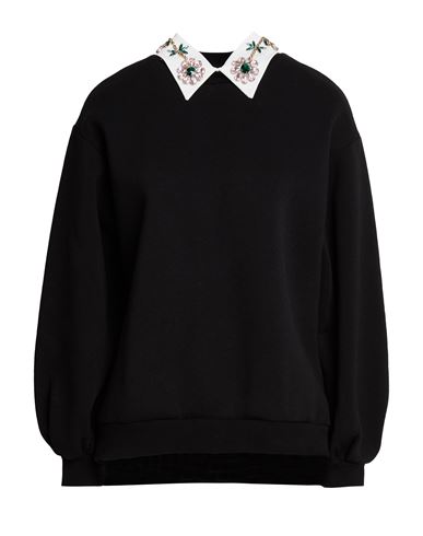 Woman Sweatshirt Black Size S Cotton, Polyester