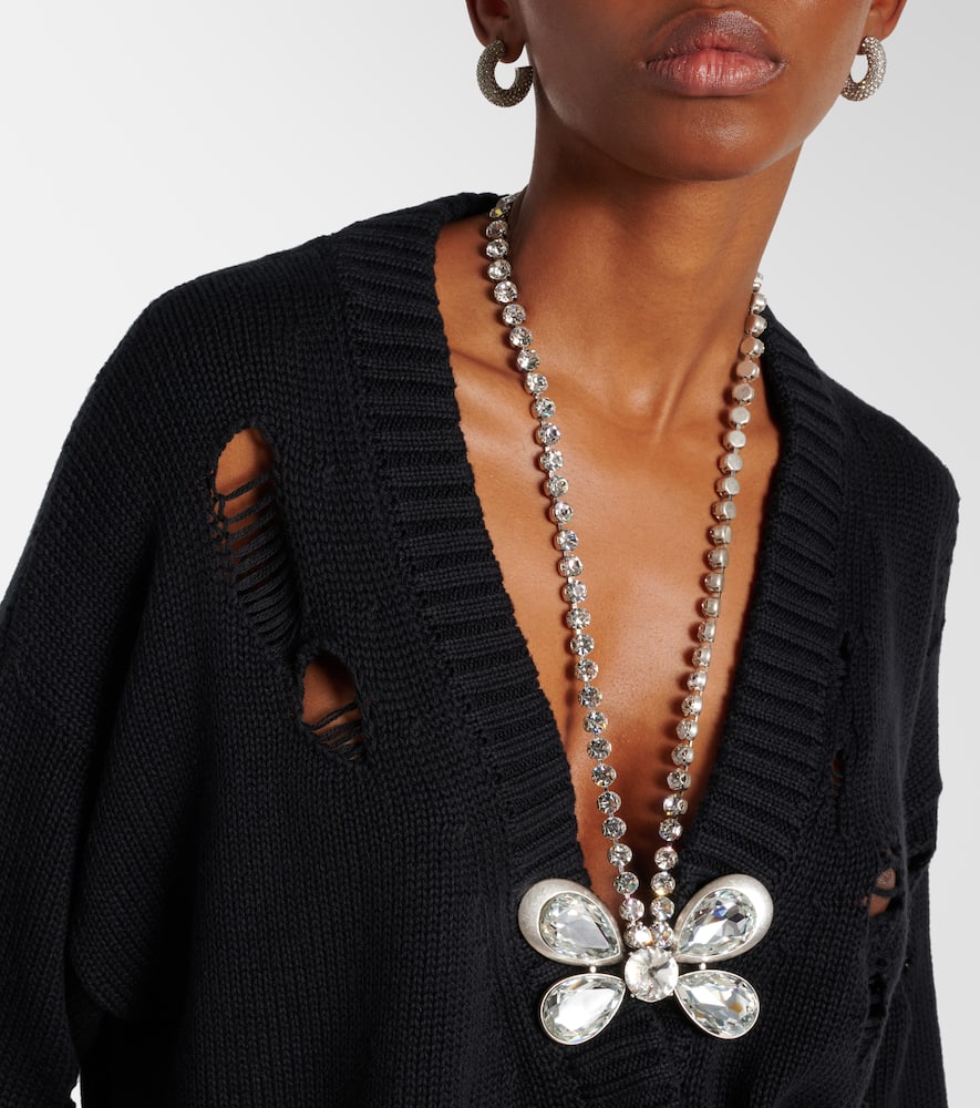 Embellished cotton and cashmere cardigan